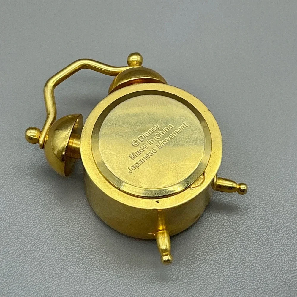Disney Clock Gold Tone Mickey Mouse Vintage Miniature Alarm Style NEW BATTERY